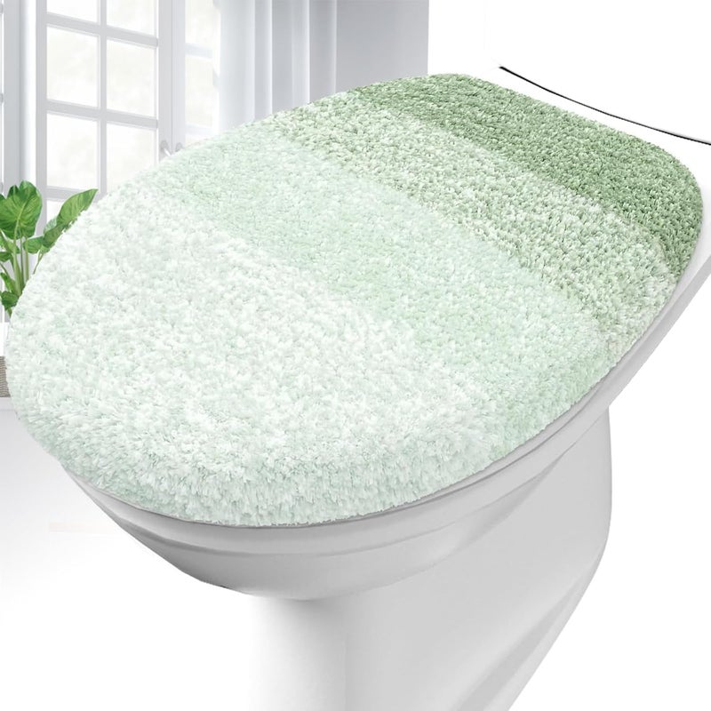 OLANLY Soft Microfiber Bathroom Toilet Lid Cover, Machine Washable Covers, 17.5x15, Stays in Place Rubber Backing, Fits Most Round, Elongated and Oblong Lids, Accessories Decor, Sage Green - Image 1